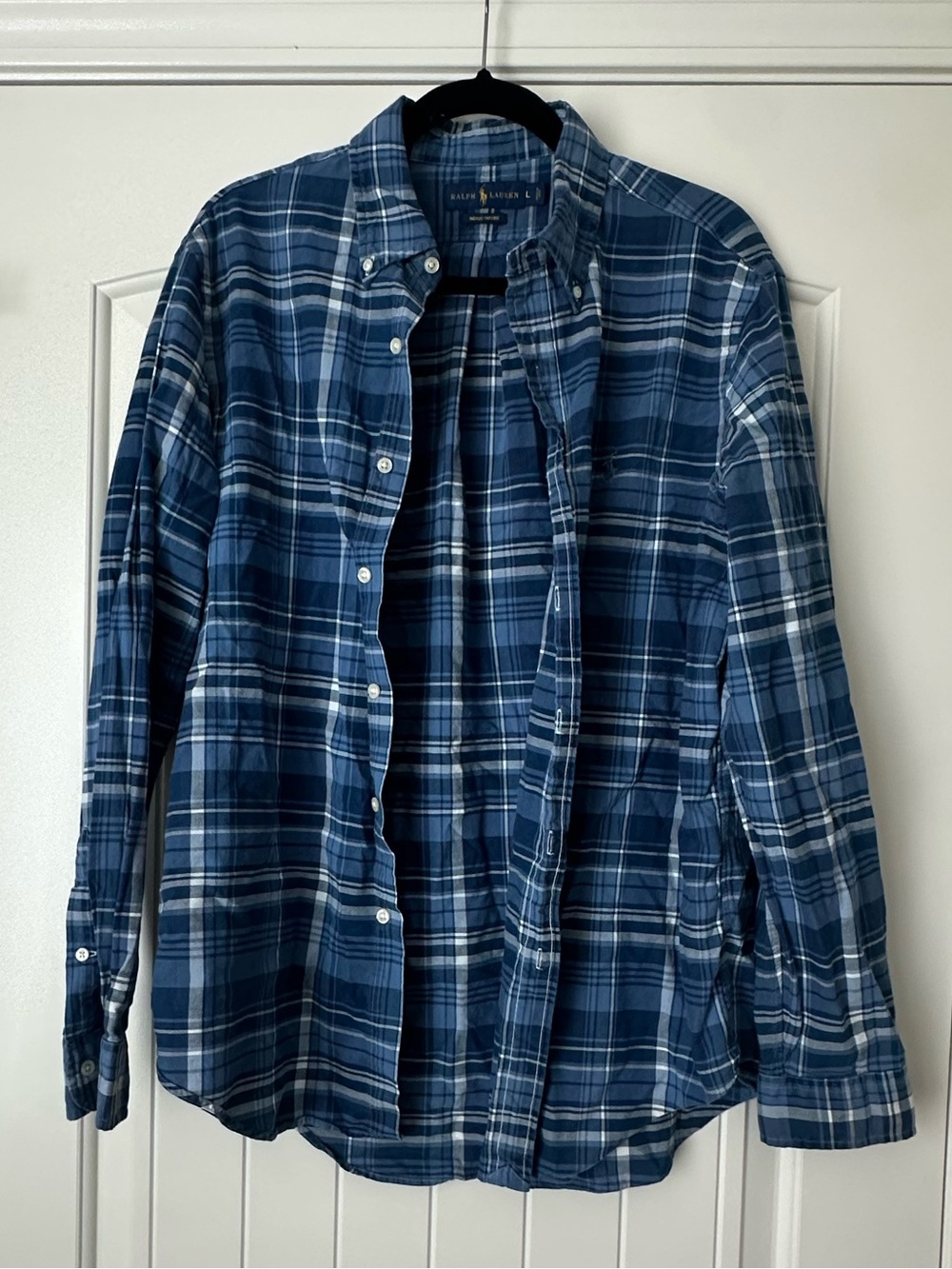 Ralph Lauren Blue Plaid Cotton Button-Down Shirt